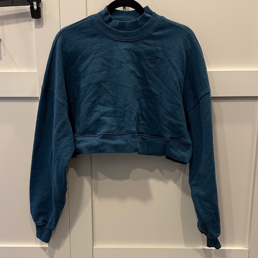 Gymshark Teal Cropped Mock Neck Sweatshirt